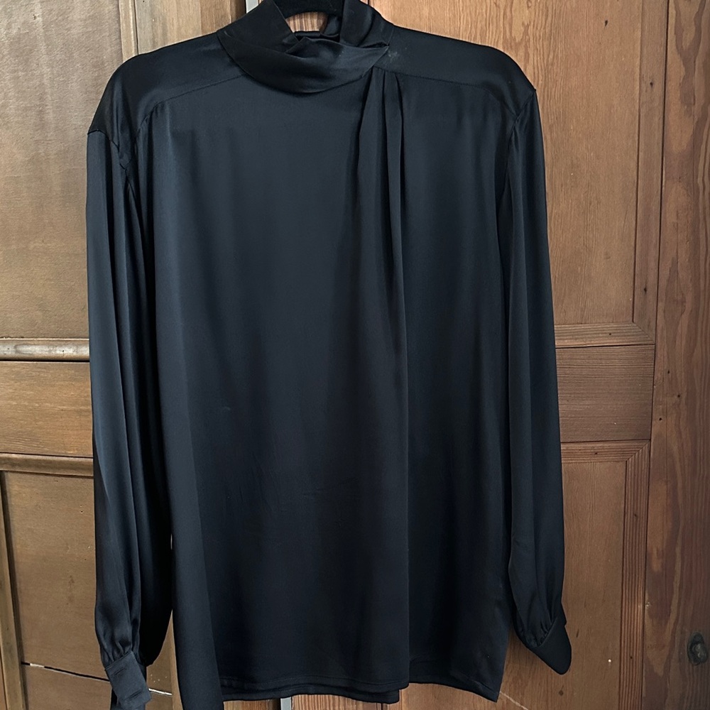 Vintage Escada Black Long Sleeve Silk Blouse